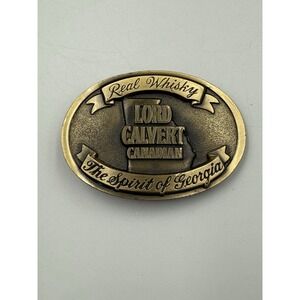 VTG Lord Calvert Belt Buckle Whisky Spirit Of South Georgia Brass Real Whiskey